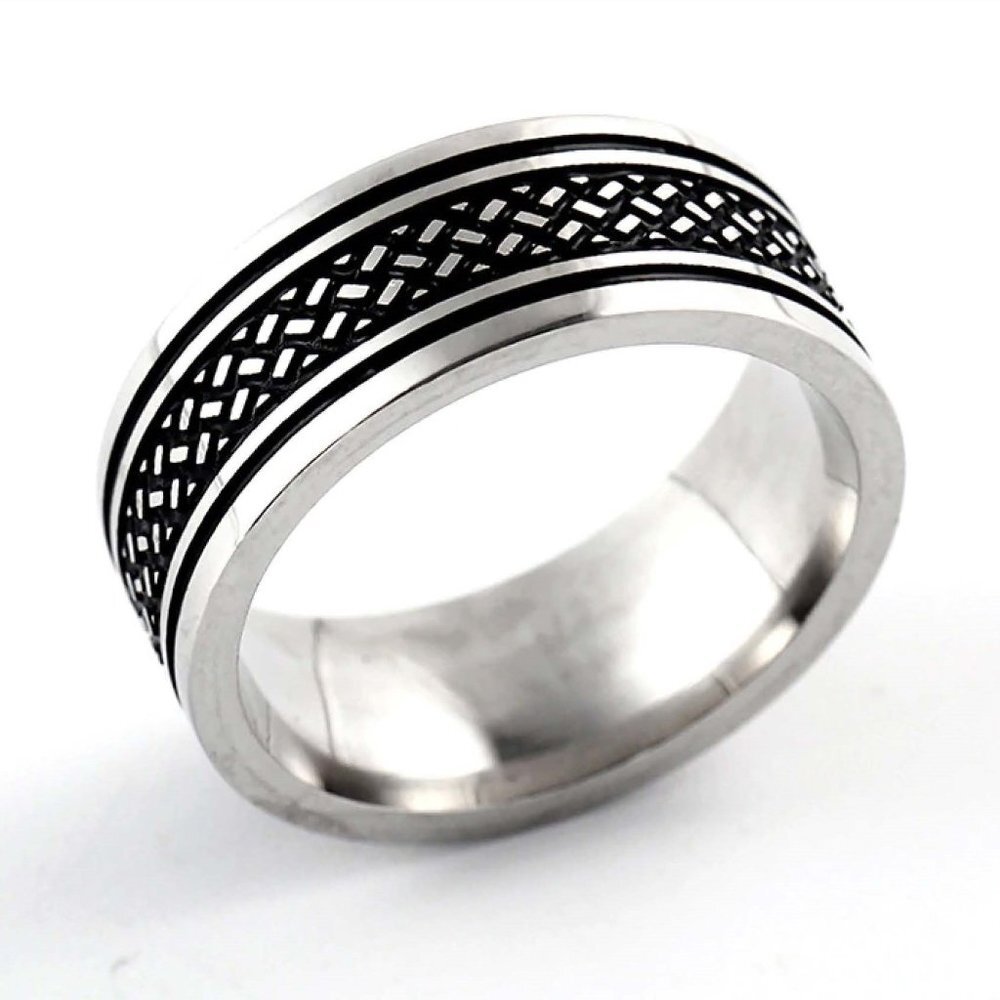 Dharma Ring - Tibetan Textured Titanium Men's Ring